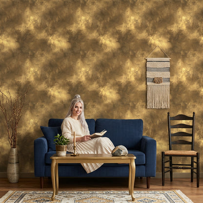 Altın Mermer Görünümlü Duvar Kağıdı Modern Salon Duvarı