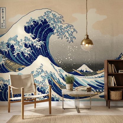 Japon Dalgası Poster Duvar Kağıdı Lacivert Deniz Manzarası