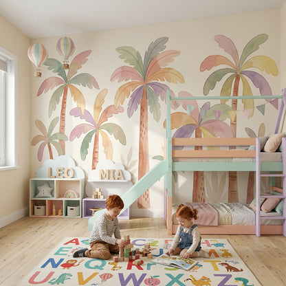 Pastel Palmiye Ağaçları Poster Duvar Kağıdı Çocuk Odası