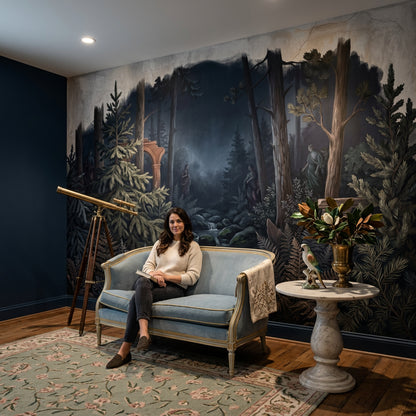 Sisli Orman Manzaralı Poster Duvar Kağıdı Lacivert Salon