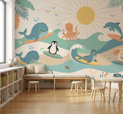 Deniz Canlıları Poster Duvar Kağıdı Bebek Odası Pastel