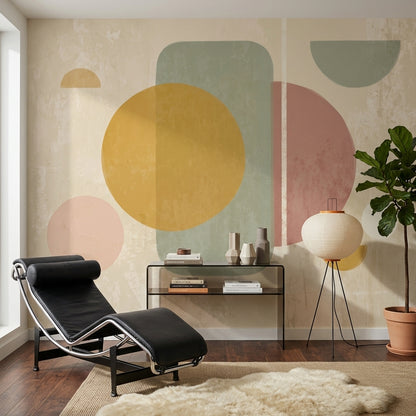 Soyut Geometrik Poster Duvar Kağıdı Pastel Renkli Salon