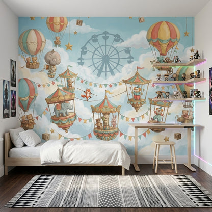 Balon ve Lunapark Temalı Poster Duvar Kağıdı Bebek Odası