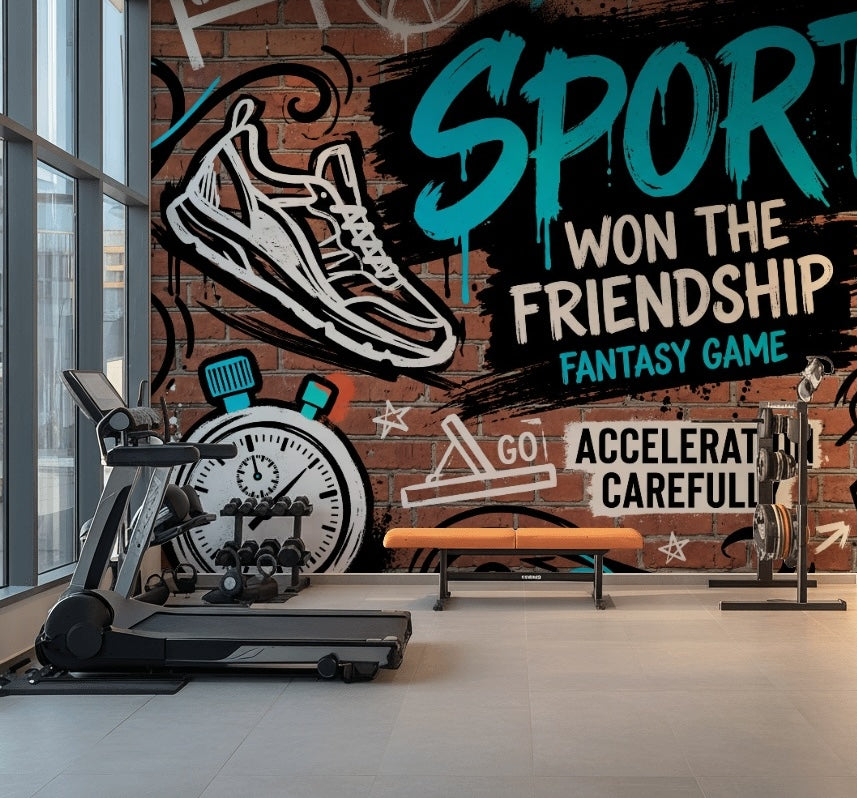 Grafiti Spor Temalı Poster Duvar Kağıdı Tuğla Desenli Genç Odası
