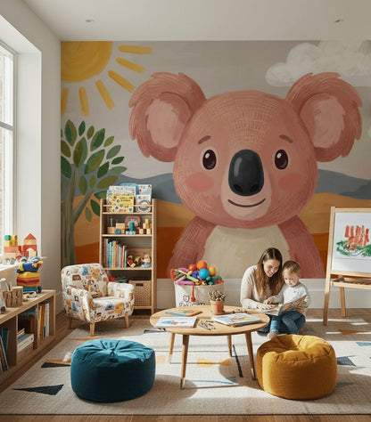 Sevimli Koalalı Poster Duvar Kağıdı Pastel Çocuk Odası Duvar Resmi