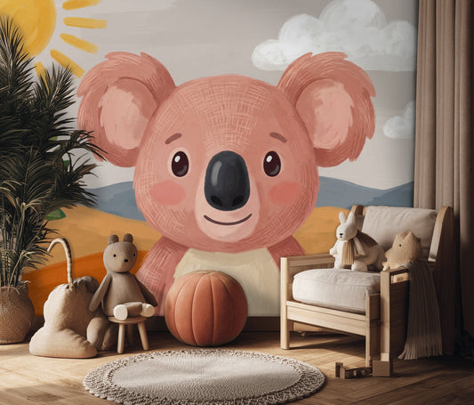 Sevimli Koalalı Poster Duvar Kağıdı Pastel Çocuk Odası Duvar Resmi