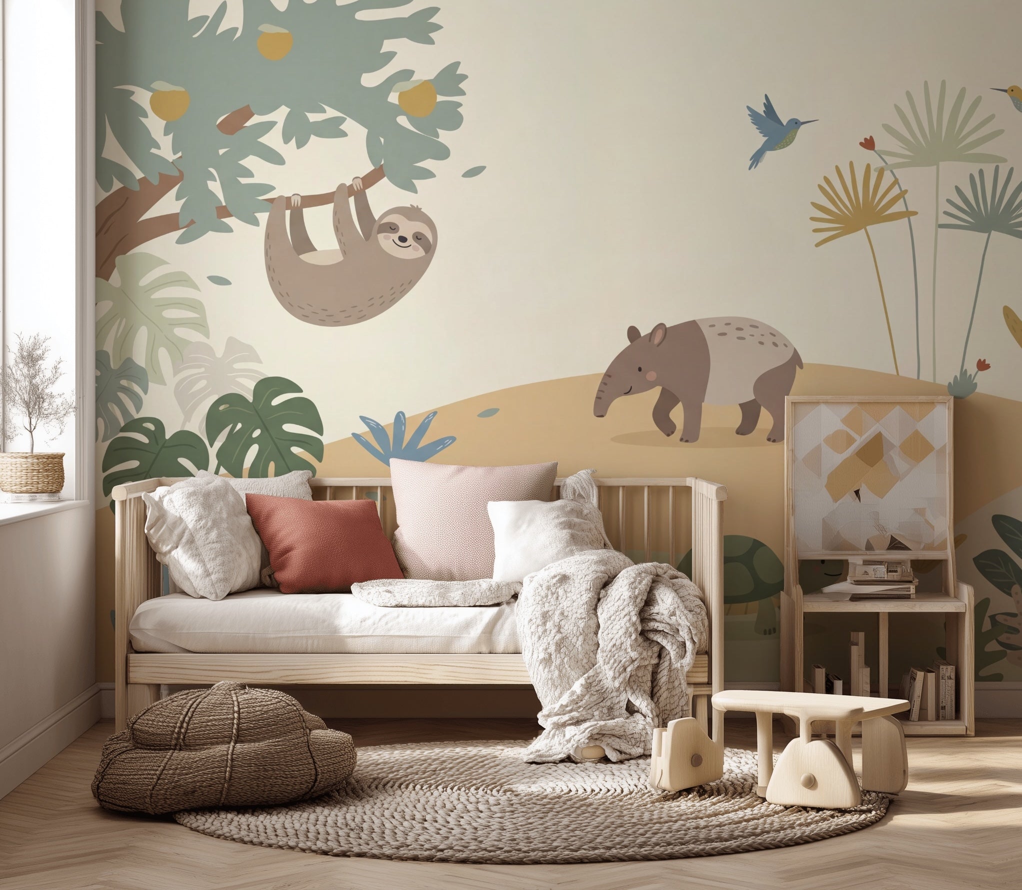 Sevimli Orman Hayvanları Poster Duvar Kağıdı Pastel Çocuk Odası