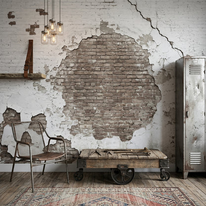 Eskitme Tuğla Görünümlü Poster Duvar Kağıdı Endüstriyel Salon