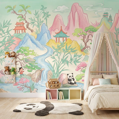 Uzak Doğu Manzaralı Poster Duvar Kağıdı Pastel Çocuk Odası