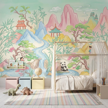 Uzak Doğu Manzaralı Poster Duvar Kağıdı Pastel Çocuk Odası