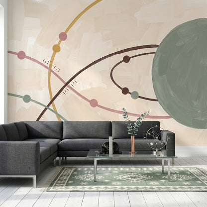 Soyut Geometrik Poster Duvar Kağıdı Pastel Çizgili Salon Dekoru