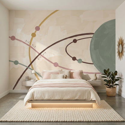 Soyut Geometrik Poster Duvar Kağıdı Pastel Çizgili Salon Dekoru