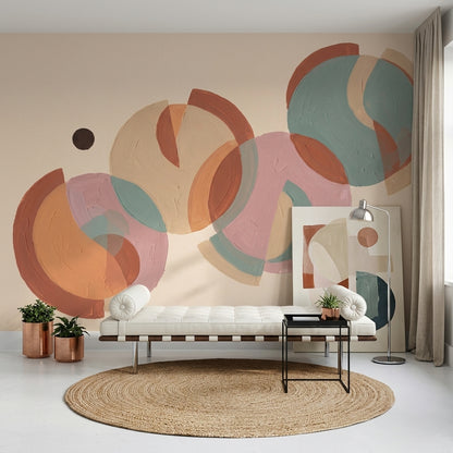 Renkli Soyut Daireler Poster Duvar Kağıdı Modern Salon Duvarı