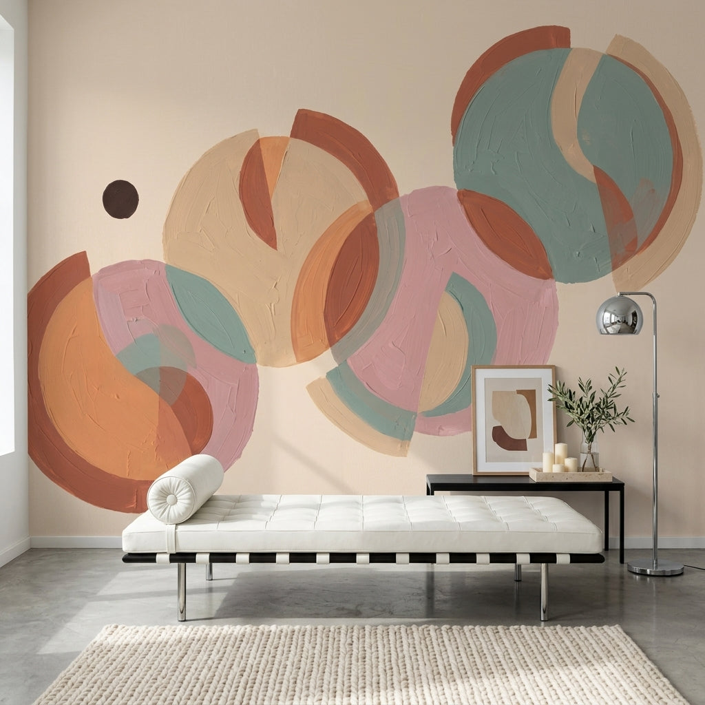Renkli Soyut Daireler Poster Duvar Kağıdı Modern Salon Duvarı