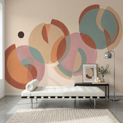 Renkli Soyut Daireler Poster Duvar Kağıdı Modern Salon Duvarı