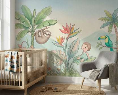 Sevimli Safari Poster Duvar Kağıdı Pastel Çocuk Odası Duvar Dekoru