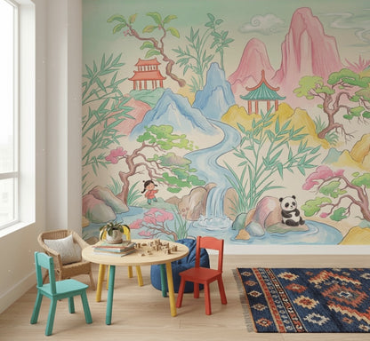 Uzak Doğu Manzaralı Poster Duvar Kağıdı Pastel Çocuk Odası