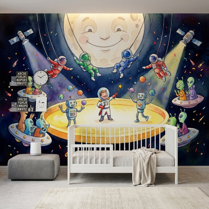 Uzay Astronotlu Poster Duvar Kağıdı Çocuk Odası Lacivert