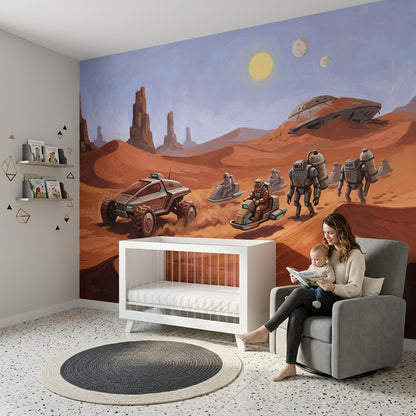 Mars Manzaralı Poster Duvar Kağıdı Uzay Temalı Çocuk Odası
