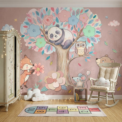 Sevimli Orman Hayvanları Poster Duvar Kağıdı Pastel Çocuk Odası