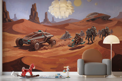 Mars Manzaralı Poster Duvar Kağıdı Uzay Temalı Çocuk Odası