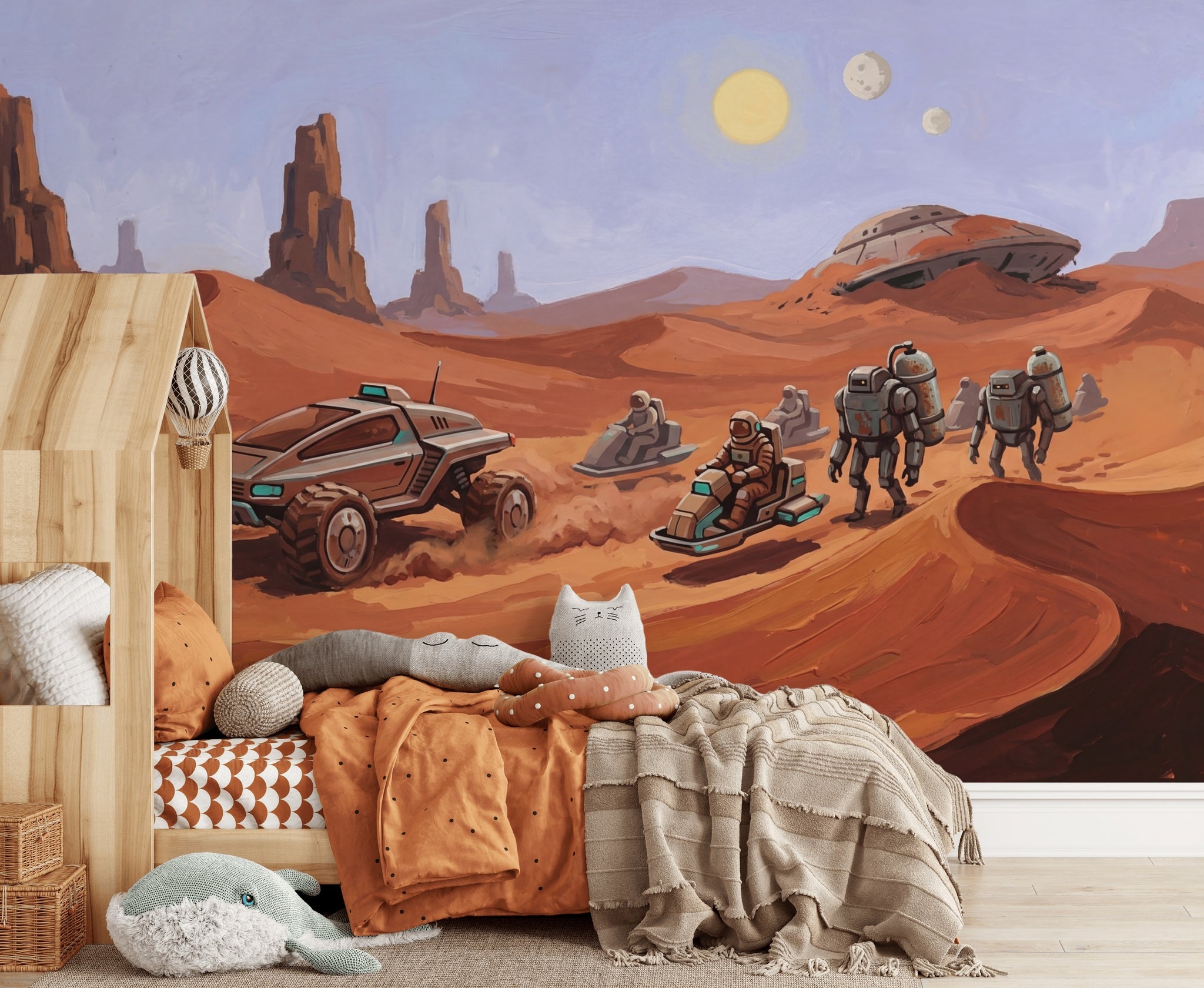 Mars Manzaralı Poster Duvar Kağıdı Uzay Temalı Çocuk Odası
