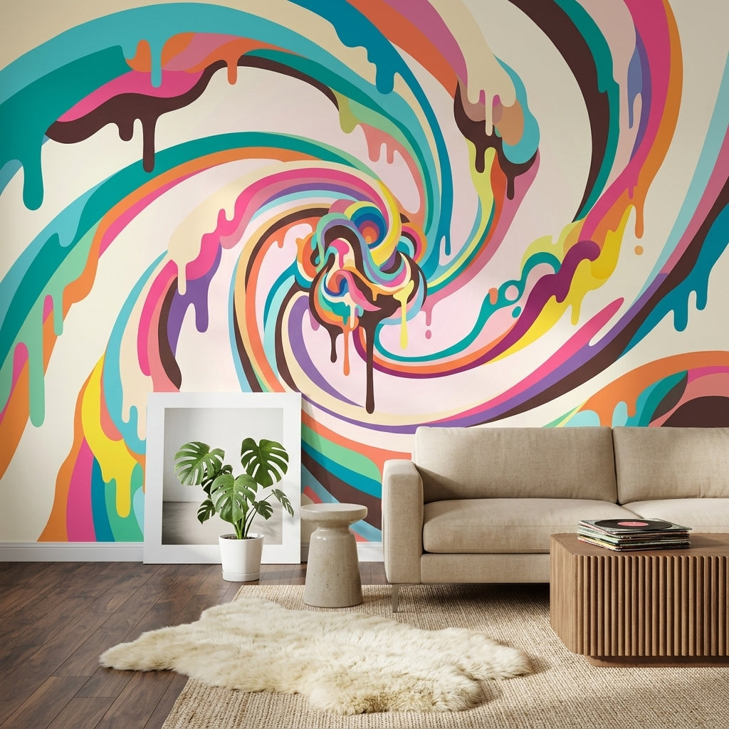 Renkli Soyut Spiral Poster Duvar Kağıdı Bebek Odası Desenli