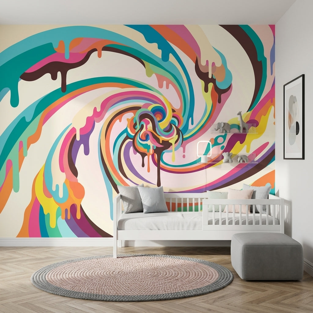 Renkli Soyut Spiral Poster Duvar Kağıdı Bebek Odası Desenli