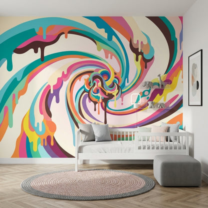Renkli Soyut Spiral Poster Duvar Kağıdı Bebek Odası Desenli