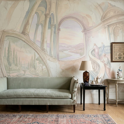 Klasik Mimari Manzaralı Poster Duvar Kağıdı Pastel Salon