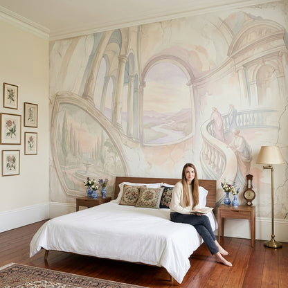 Klasik Mimari Manzaralı Poster Duvar Kağıdı Pastel Salon