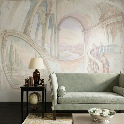 Klasik Mimari Manzaralı Poster Duvar Kağıdı Pastel Salon