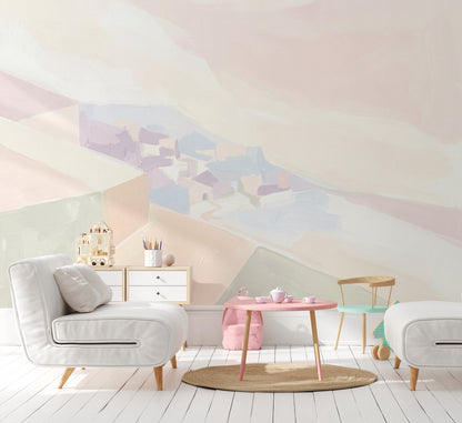 Pastel Soyut Boyama Poster Duvar Kağıdı Çocuk Odası