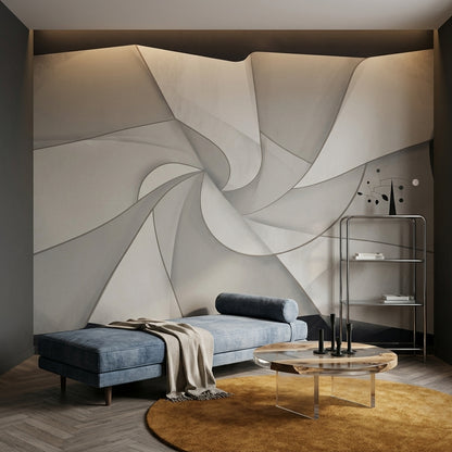 Soyut Spiral Poster Duvar Kağıdı Gri Bej Modern Salon
