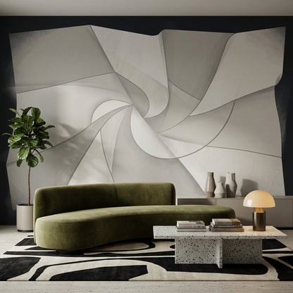 Soyut Spiral Poster Duvar Kağıdı Gri Bej Modern Salon