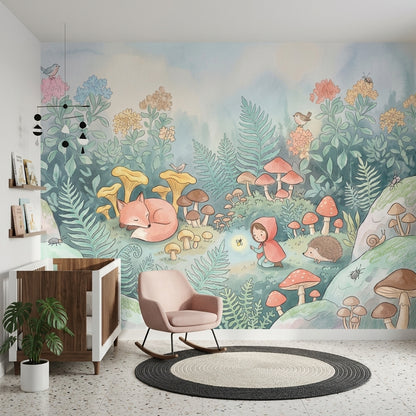 Orman Masalı Poster Duvar Kağıdı Çocuk Odası Pastel