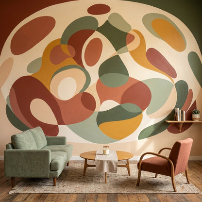 Renkli Soyut Şekilli Poster Duvar Kağıdı Modern Salon Dekoru