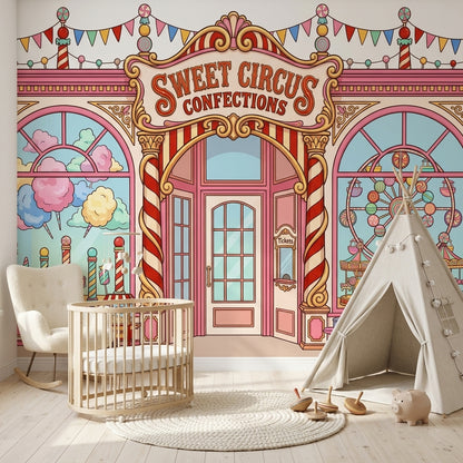 Şekerleme Sirk Temalı Poster Duvar Kağıdı Pastel Çocuk Odası