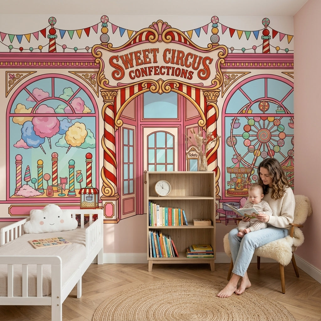 Şekerleme Sirk Temalı Poster Duvar Kağıdı Pastel Çocuk Odası