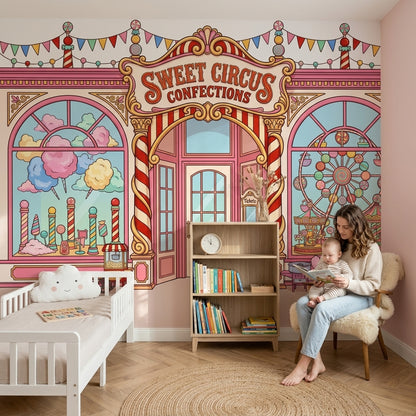 Şekerleme Sirk Temalı Poster Duvar Kağıdı Pastel Çocuk Odası