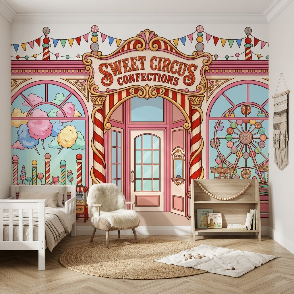 Şekerleme Sirk Temalı Poster Duvar Kağıdı Pastel Çocuk Odası