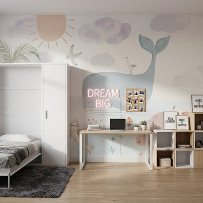 Balina ve Hayvanlı Poster Duvar Kağıdı Pastel Bebek Odası