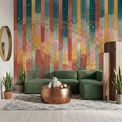 Renkli Soyut Çizgili Poster Duvar Kağıdı Modern Salon Duvarı
