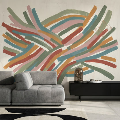 Renkli Fırça Darbeli Poster Duvar Kağıdı Modern Salon