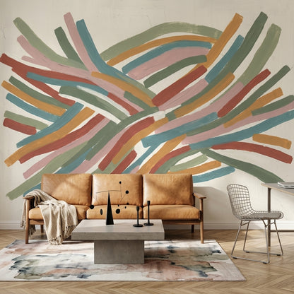 Renkli Fırça Darbeli Poster Duvar Kağıdı Modern Salon