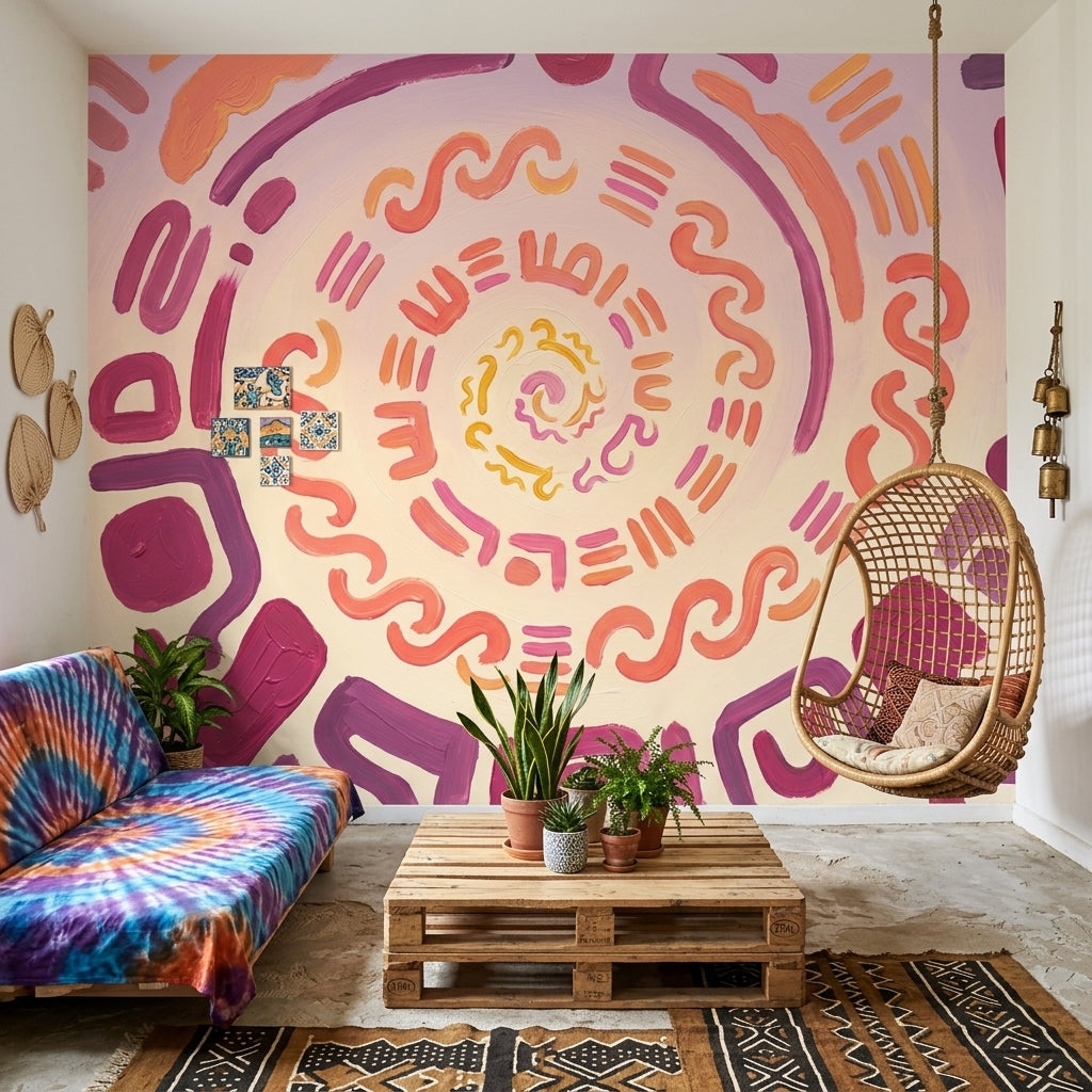 Renkli Soyut Spiral Poster Duvar Kağıdı Modern Salon Dekoru