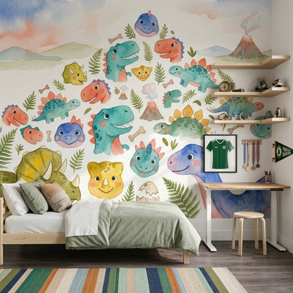 Sevimli Dinozorlu Poster Duvar Kağıdı Pastel Çocuk Odası