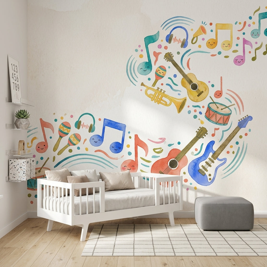 Renkli Müzik Enstrümanlı Poster Duvar Kağıdı Çocuk Odası