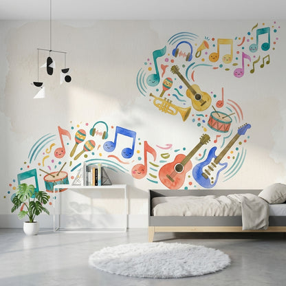 Renkli Müzik Enstrümanlı Poster Duvar Kağıdı Çocuk Odası