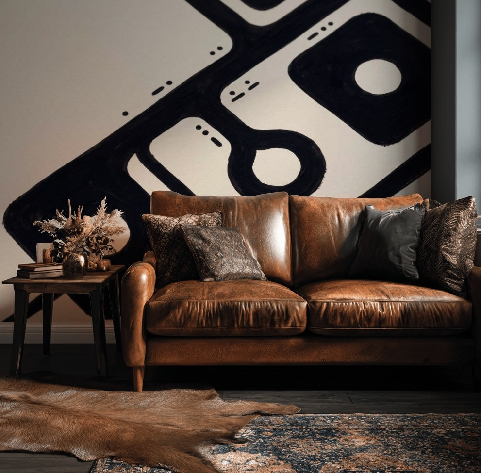 Siyah Beyaz Soyut Poster Duvar Kağıdı Modern Salon Dekoru